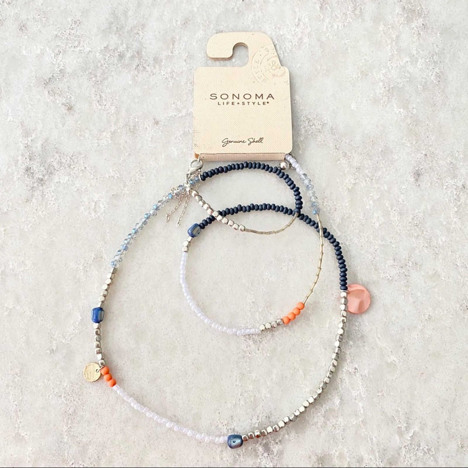Sonoma Genuine Shell Beaded Necklace Nwt